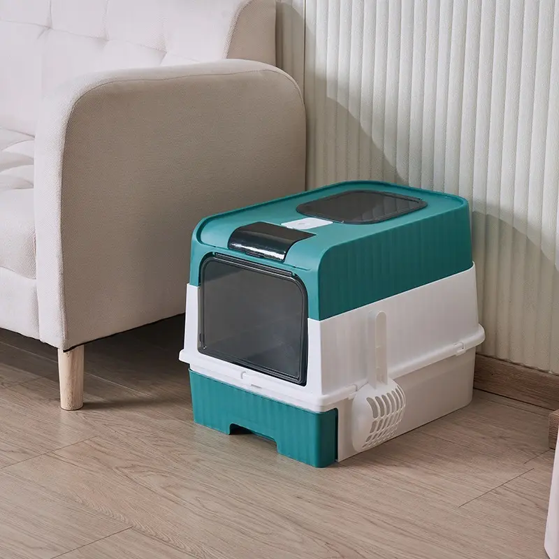 Cube Automatic Self-Cleaning Cat Litter Box,Low Entry Suitable for Kittens & Big Cats, Silent Operation, Detachable Waste Bin, Easy to Clean Large Litter Tray for Multi-Cat Household Indoor Pet Accessories