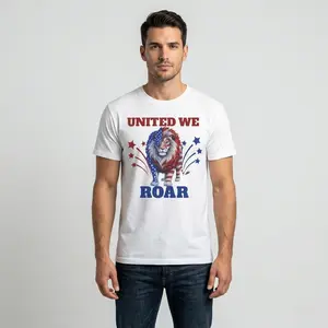 United We Roar Lion T-Shirt | 4th of July Patriotic American Flag Tee
