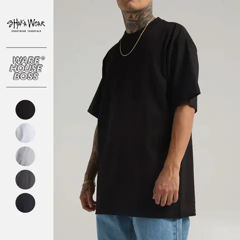 SHAKAWEAR Men's Max Heavyweight Short Sleeve T Shirt SHAKA WEAR Plain Crew Neck T Shirts Casual Basic Cotton Tee Big and Tall Hip Hop Harem