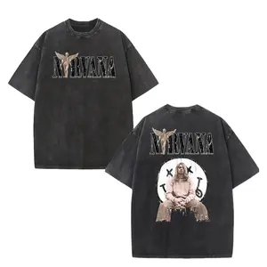 Nirvana Kurt Cobain Washed Oversized Tee – 90s Grunge Rock Streetwear