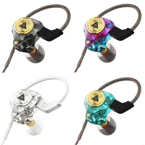 QKZ AK3 Wired In-Ear Monitor Headset - 3.5mm Wired Headphones, Stereo Headset, Deep Bass, Built-In MIC, Portable Sports Earphones, Gamer Stuff for PC, Music & Video Calls