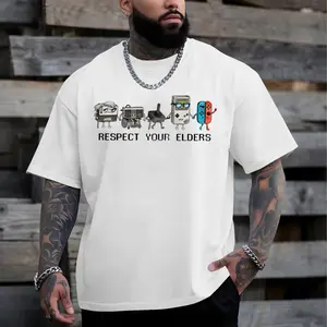 Funny "Respect Your Elders" Retro Gamer T-Shirt - Vintage Controller History Tee, Old School Gamer Gift, Classic 8-Bit & 16-Bit Nostalgia Shirt