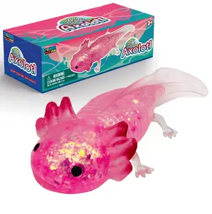 Power Your Fun Axolotl Classic Unisex Squeezable Amphibians Stress Ball, Single Piece, Axolotl Toys (Glitter Pink)