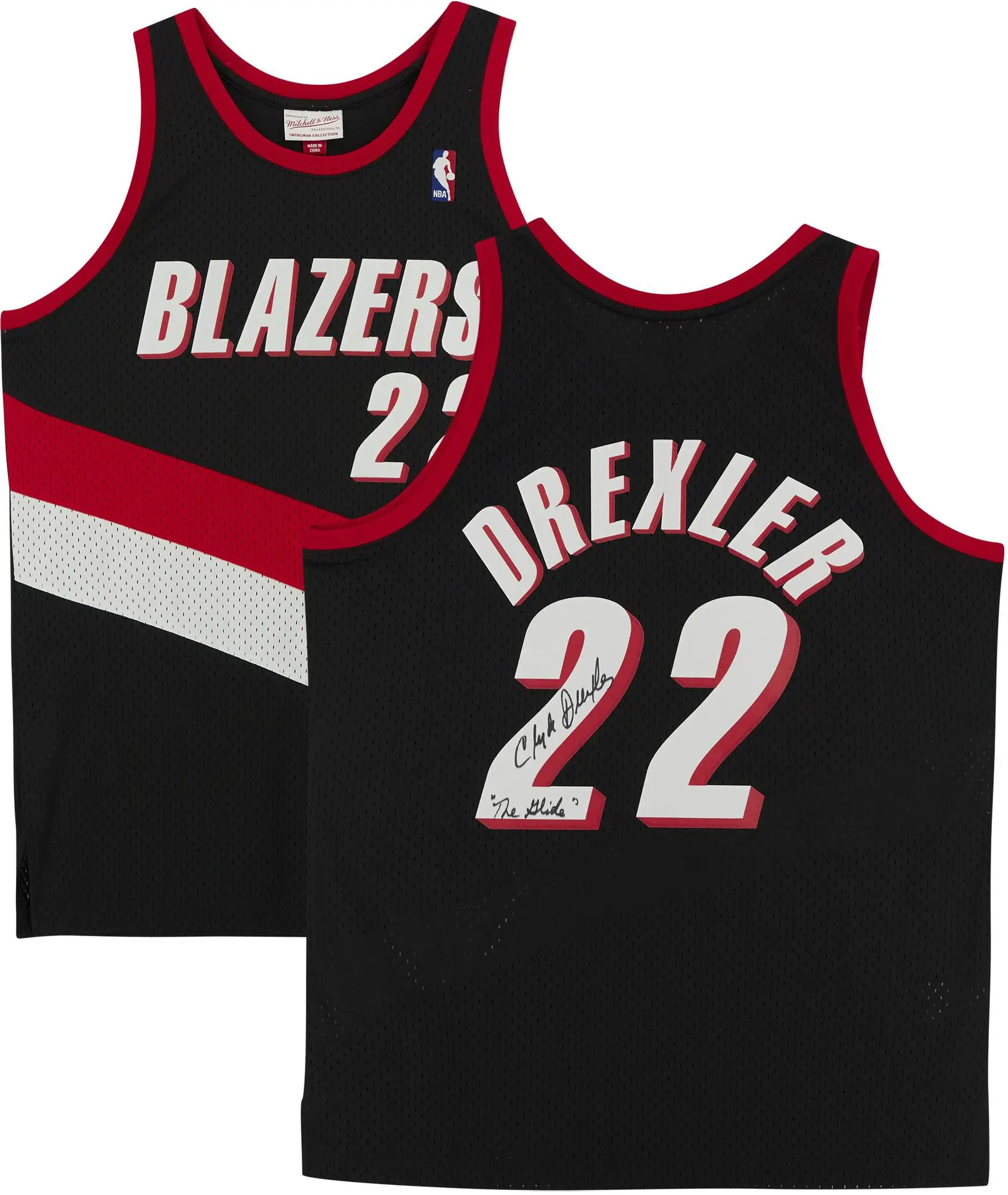 Clyde Drexler Portland Trail Blazers Autographed Black 1990-91 Mitchell & Ness Replica Jersey with "Glide" Inscription - Fanatics Authentic Certified