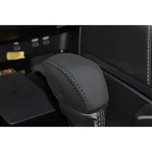 Genuine Leather Gear Shift Knob Cover Trim Protector Cap for Toyota 2019 2020 2021 2022 2023 2024 RAV4 2020 2021 2022 2023 2024 Highlander Accessories (1. Black with Black Sewing)