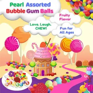Albert's Candy ColorSplash Bubble Gum Balls for Chewing, 1 Inch, Assorted Colors, Tutti Frutti Flavor, Party, Events, Weddings, 2 Pounds