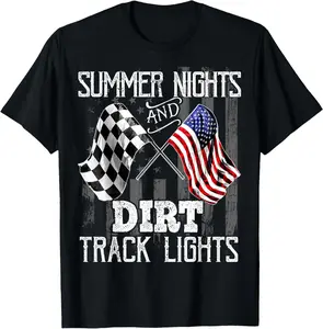 100% Cotton Top Summer Nights Dirt Track Lights Racing Motocross Gift Men T-Shirt