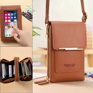 Touchscreen Sensitive Phone Bag with Multiple Colors, Use Phone Without Taking It Out, Clear Window Crossbody Purse with 3 Card Slots & Secure Dual Zipper Wallet