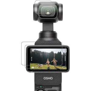 DJI Osmo Pocket 4/3 Screen Protector, Osmo Pocket 3/4 Lens Protector for DJI Osmo Pocket 3/4 Accessories with Tempered Glass LCD Display Film, Ultra HD, 9H Hardness, Scratch Resistant