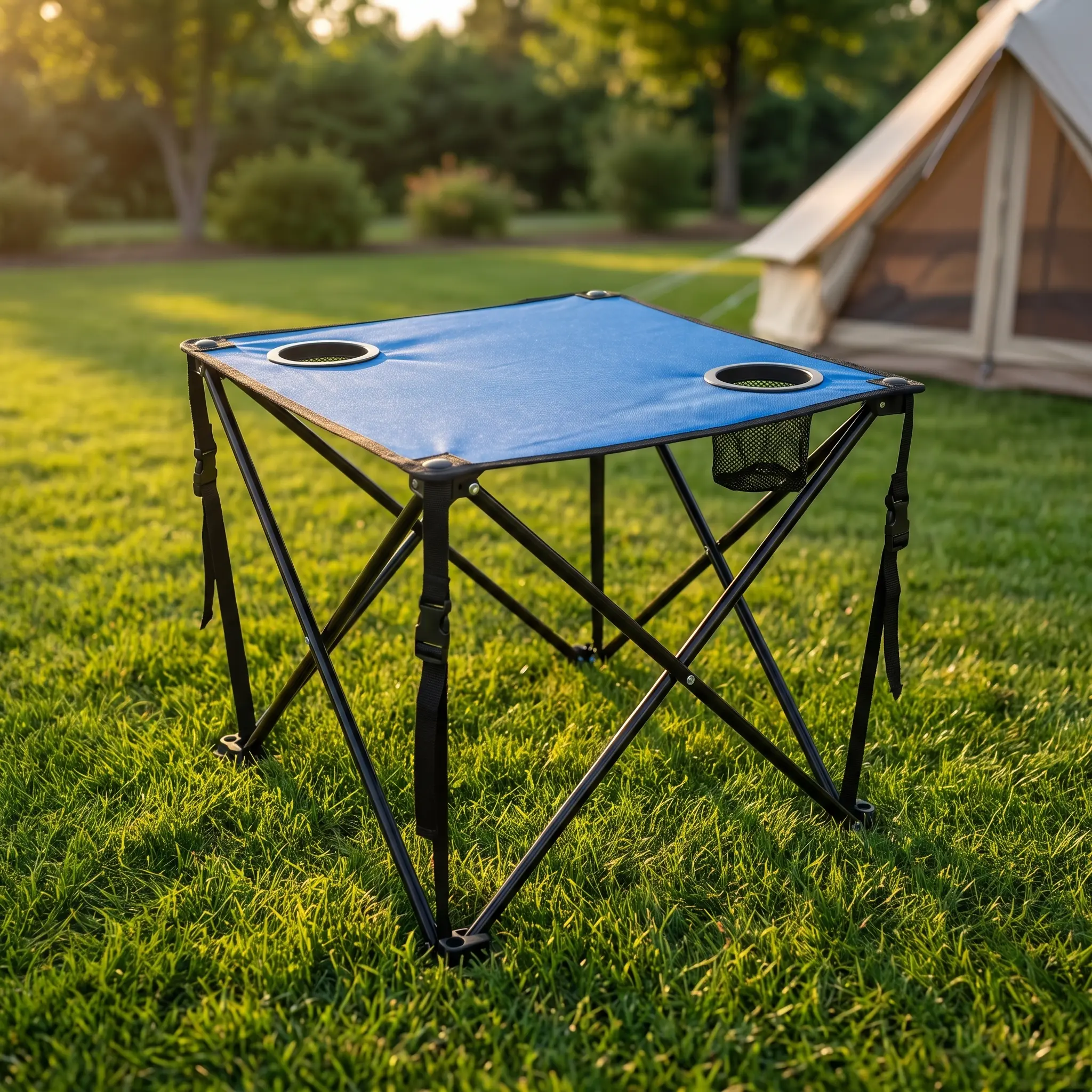 Surfgear SBT-Portable Folding Camping Table with 2 Cup Holders, 600D Oxford Fabric Outdoor Table, Lightweight Foldable Picnic Table for Beach, Camping, Hiking, Fishing & BBQ entryway