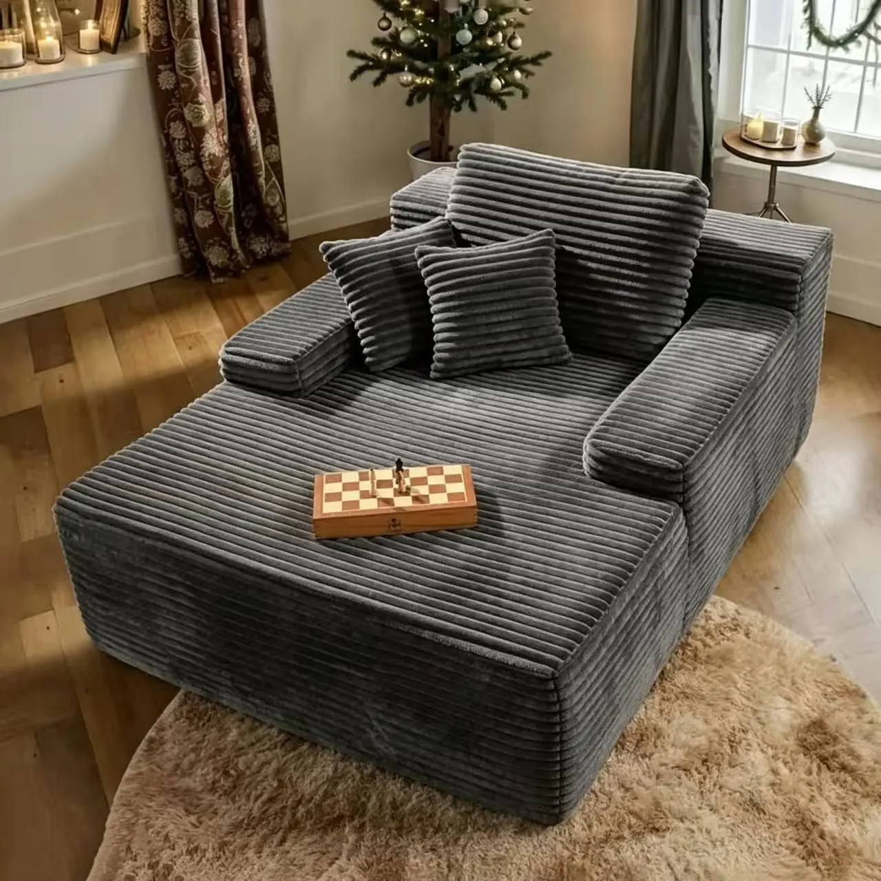 67in Indoor Oversized Corduroy Modular Boneless Vertical Contemporary Sectional Couch - No-Assembly Deep Seating Multi-Chaise Sleeper, Low Profile, Soft Squishy, Ideal for Watch Parties, Housewarming Gift, Corduroy Sofas, Boneless Couches