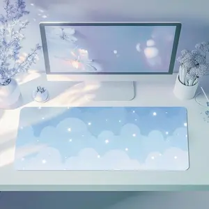 Pastel Cloud Desk Mat, Kawaii Mouse Pad, Blue Clouds Decor, Anime Desk Accessory, Large Gaming Mouse Pad, Office Pad, Gamer Gift