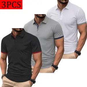 3-Pack Men's Slim Fit Polo Shirts Breathable Soft Short Sleeve Tops with Turn-Down Collar for Business Casual Office Golf Summer Travel Daily Wear Classic Solid Color Multipack - Menswear, Fabric