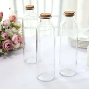 12-Pack Clear Glass Storage Jars 9" Round Design with Cork Stoppers - Refillable 16oz Bottles for Pantry & Decor