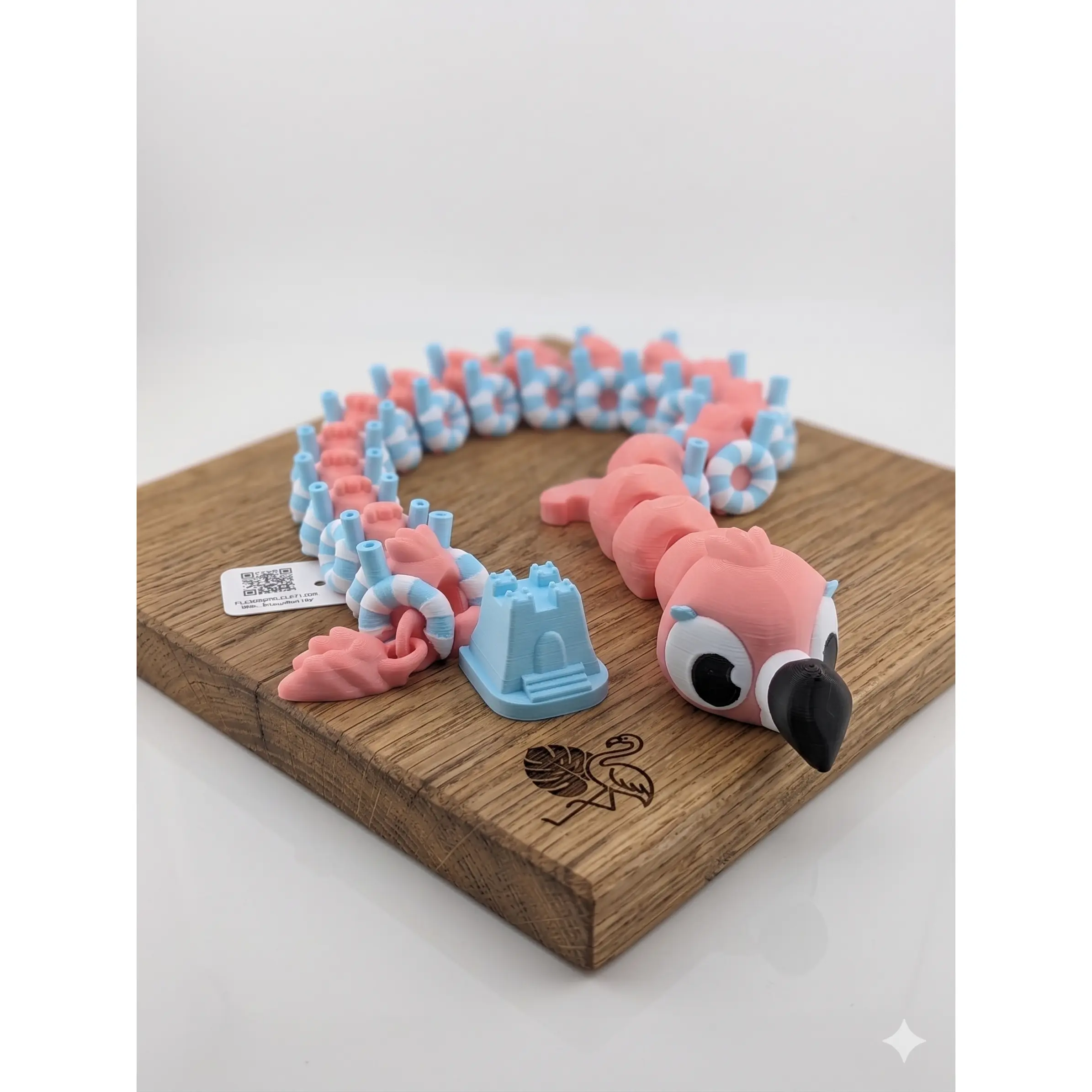 19 Inch Flamingo Beach Dragon Articulated Flexi with Sandcastle Tail