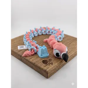 19 Inch Flamingo Beach Dragon Articulated Flexi with Sandcastle Tail