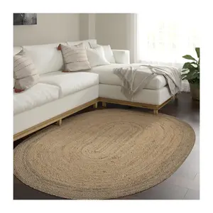 Ox Bay Hand-Braided Farmhouse Jute Indoor Rug,5' x 7' Oval