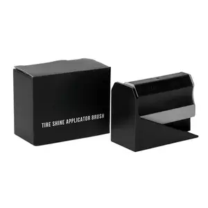 Tire Shine Applicator Brush, Automotive Tire Dressing Applicator Brush, Storage Stand Included for Car Detailing and Car Wash Kit, Black, 3.1 Inch Bristle Deck