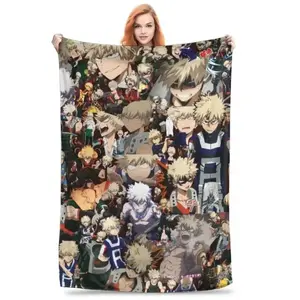 My Hero Academia Baraku Fur Coat Anime Soft Blanket Summer Air Conditioner Bed Cover Decorative Fur