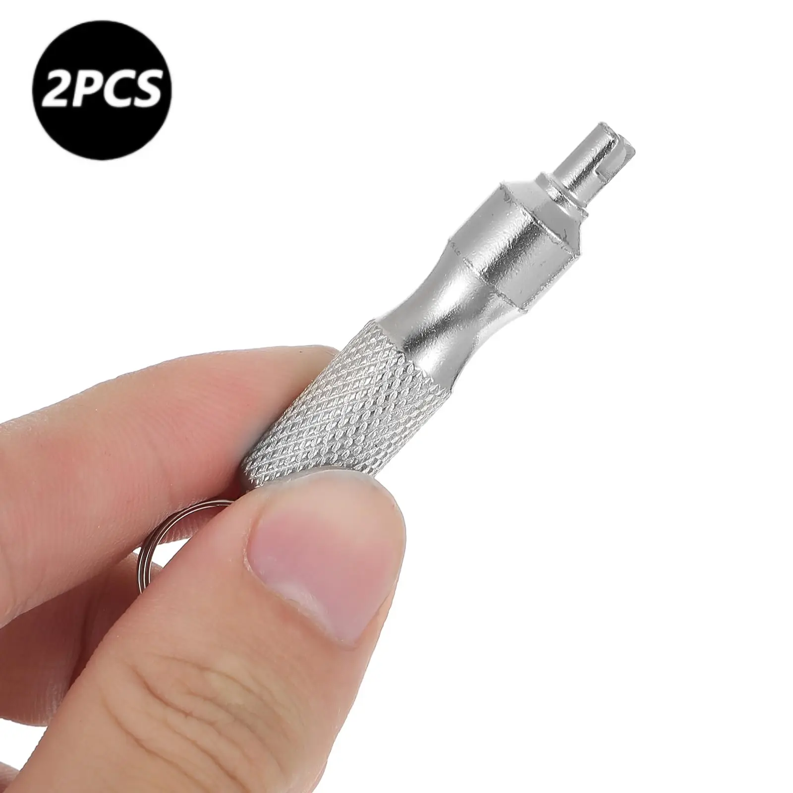2PCS Tire Valve Core Removal Tool Keychain, Stainless Steel Tire Valve Stem Tool Portable Valves Core Disassembly and Repair Tools for Bicycle Car Motorcycle Repair Install Accessory