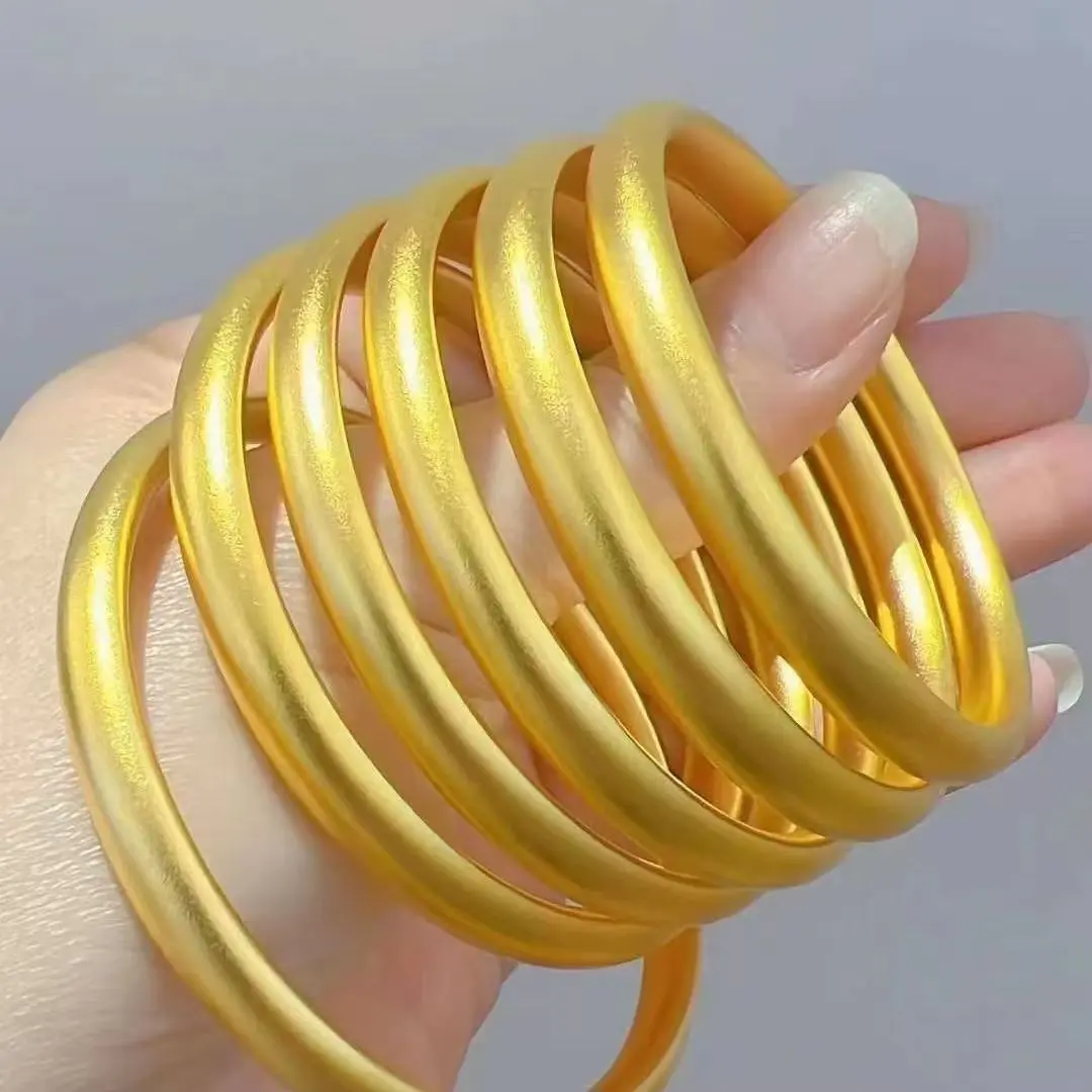New Traditional-Style Matte Sandblasted Solid Closed Bangle - Niche, Versatile, Simple High-End Gift for Party Pack Exchange Dice