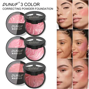 DUNUF Correcting Baked Blush Powder, Viral TikTok Makeup, Shimmer Swirl Texture, Buildable Natural Glow, Long Lasting Blendable Face Makeup for All Skin Tones