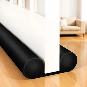 Under Door Draft Stopper for Bottom of Door Insulation for Winter 36" - Insulation Reduces Electric Power Bill - Heat,Sound and Light Proofing Barrier- Adjustable Gap Filler and Door Sweep - Black