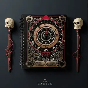 2026 Magic Style Clock Moon Phase Weekly Planner, Astrology Clock, Gothic Vintage Notebook, Mystical Enthusiasts Schedule Book