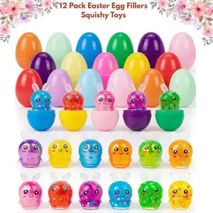 12 Pack Easter Egg Fillers  Squishy Toys – Prefilled Easter Eggs for Kids, Easter Basket Stuffers, Party Favors & Easter Gift for Boys & Girls (Ages 3+)