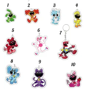 Game Smiling Critters keychains Cartoon Hopscotch Catnap Bearhug Acrylic Poppy Playtime 3 KeyChain For Backpack Pendant Keychain Gift