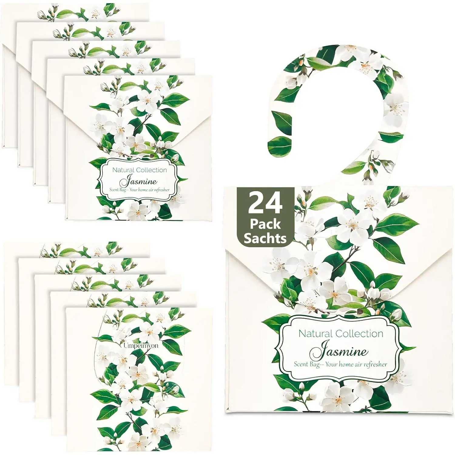 24 Pack Jasmine Sachets for Drawers and Closets, Lingering Jasmine Drawer Sachets Closets Freshener for Clothes Long Lasting
