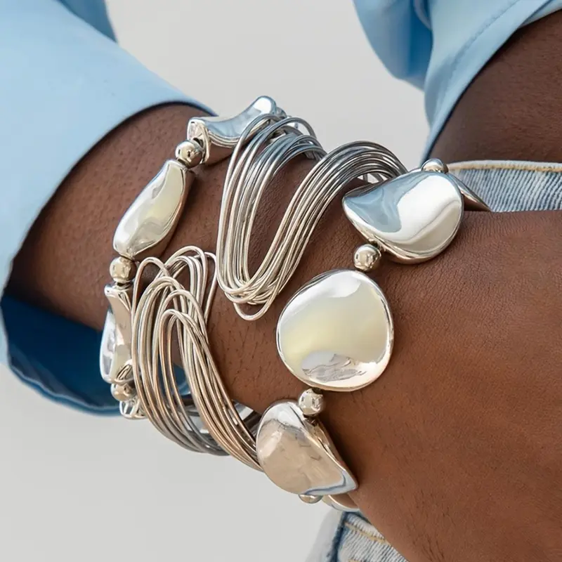 Boho Style Bangle, Exquisite Bracelet, Bohemian Bracelet, Jewelry for Women, Casual Versatile Accessories for Parties and Daily Wear, Stackable Bracelets, Trendy Jewellery, Layered Bracelet Set, Stacked Design Bracelets