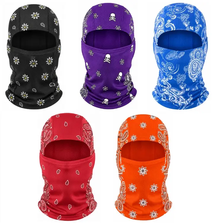 Yeomoo 5 Pcs Paisley Balaclava Face Mask UV Protection Neck Gaiter, Unisex Shiesty for Motorcycle, Fishing, Hiking, Breathable Ski Mask for Outdoor summerwins