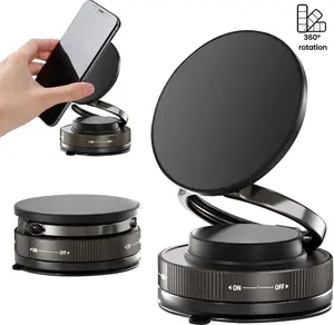 car holder Vacuum Magnetic Phone Holder 360° Foldable Car Mount with Strong Suction Cup Aluminum Alloy Material Adjustable for Dashboard Glass Mirror Car Window Tile Surfaces Essential for Home Work flexible spiral base desktop  car  mount phone  gym