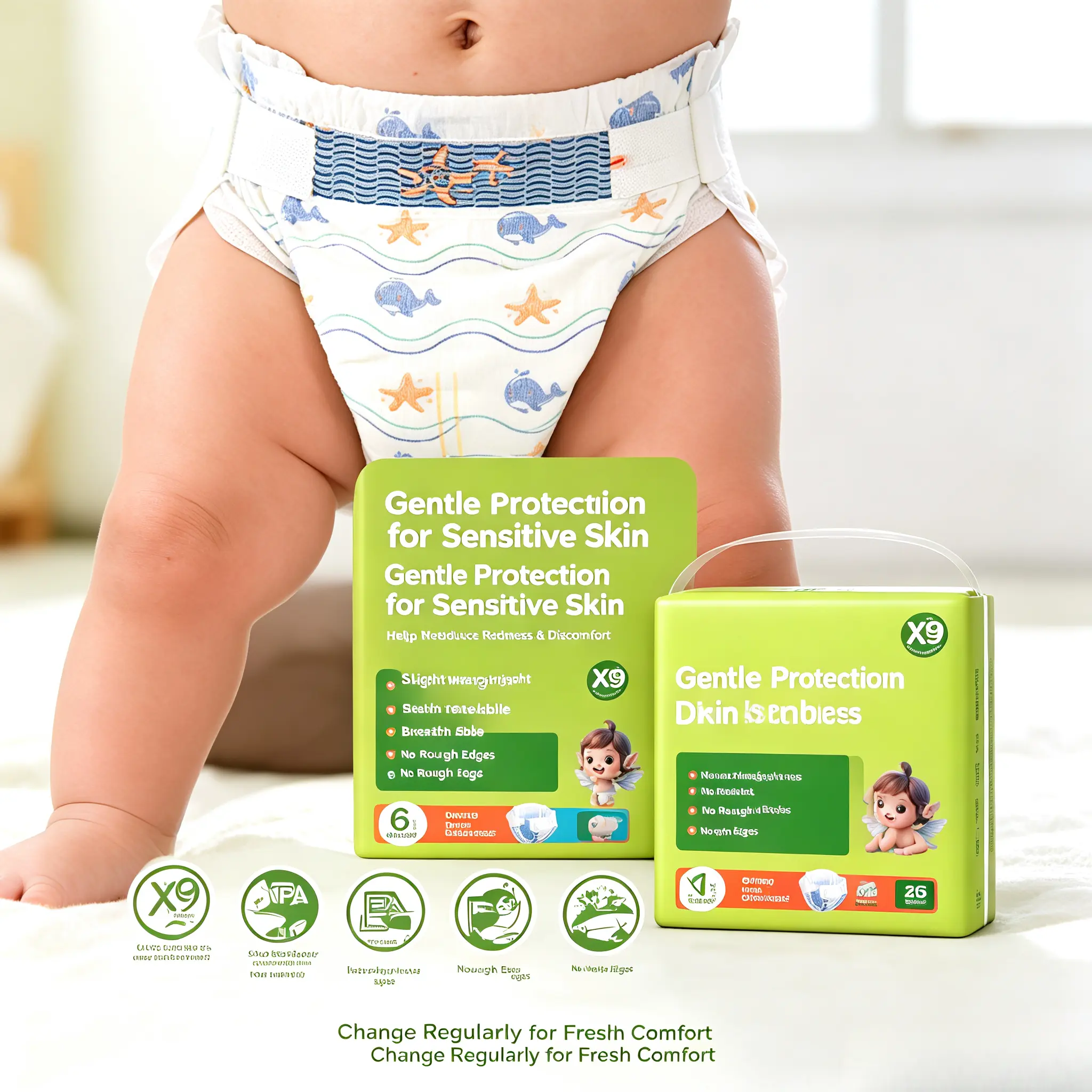 Ultra Thin Baby Diapers, Soft Breathable Disposable Diapers for Newborns to Toddlers Ultra Thin Baby Diapers, Soft Breathable Disposable Diapers for Newborns to Toddlers