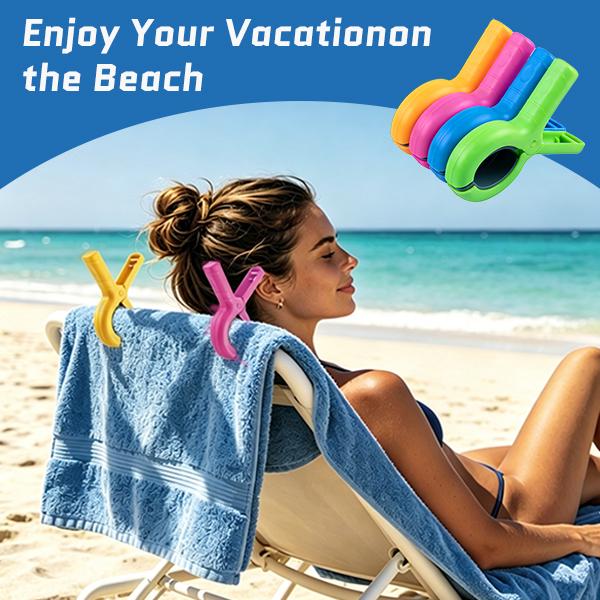 Large Beach Towel Clips Set, 8 Pieces 5.1 Inch Jumbo Durable Clothes Pins for Cruise Chair & Pool Chairs, Essential Beach Accessories with  4 Vibrant Colors