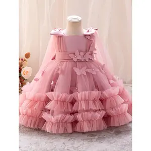 -End girls evening dress host dress flower girl dress CHILDREN'S princess dress first birthday dress