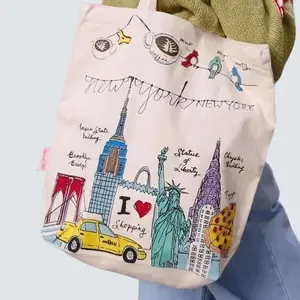 NY Illustration Tote Bag - Versatile Design for Everyday Use, Ideal for Travel and Office Spaces