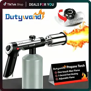 【Fathersdaygift】Powerful Propane Torch(Propane Tank Not Included),With One-Touch Max Fire Button and Safety Lock, Adjustable Blow Torch for Sous Vide Searing Steak, BBQ, Fireplace, Charcoal Wood, Perfect Father's Day Gift, SummerVibes #fathersdaygift