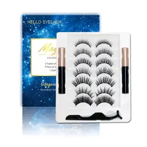 Hello Eyelash Magnetic Eyelashes Set - 7 Pairs of Lashes 2 Magnetic Eyeliners & Tweezer - Perfect Gift for Any Occasion