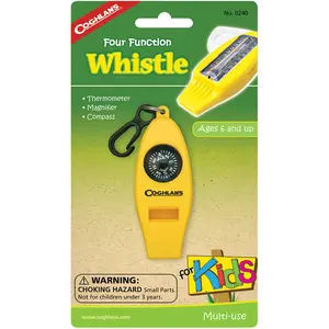 Coghlan's Four Function Whistle for Kids Camp Thermometer, Magnifier, Compass
