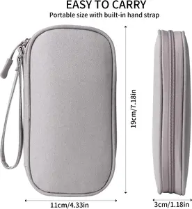 Stop losing your cables  7.5"x4.3" Canvas Organizer Case – fits power bank, USB, hard drive, SD card. Shockproof & lightweight.