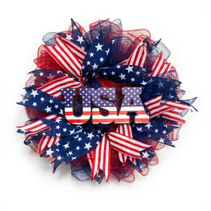 【250th Anniversary】 The sole front-door decoration for Independence Day. A 20-inch wreath that is lush, abundant and full of patriotic sentiment. Hand-woven by skilled artisans.