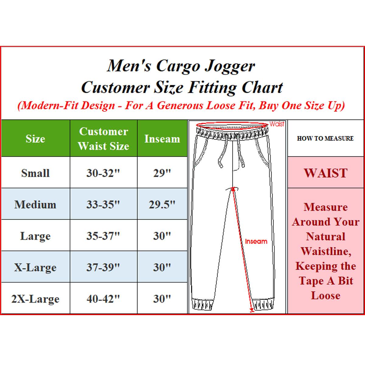 3-Pack Men's Cotton Flex Stretch Cargo Combat Jogger Pants (Sizes, S-2XL)