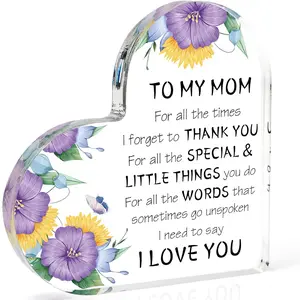 Gifts for Mom from Son Daughters Mother of the Groom Presents Mothers Best Grateful Valentines Birthday Gift Heart Shaped Desk Decor Office Home Decor Acrylic Plaque