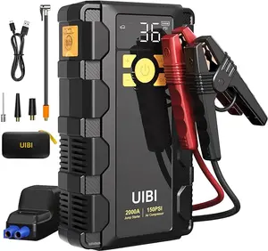 UIBI X5 Car Jump Starter with Air Pump 3 in 1 Portable Power, 150PSI Capacity, LED Lights for Emergency Start, Multifunctional Jump Starter Automotive