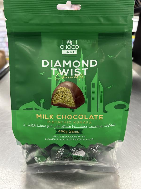 Chocolake Diamond Twist – Kunafa Pistachio Milk Chocolate 450g Packet | Premium Dubai Dessert