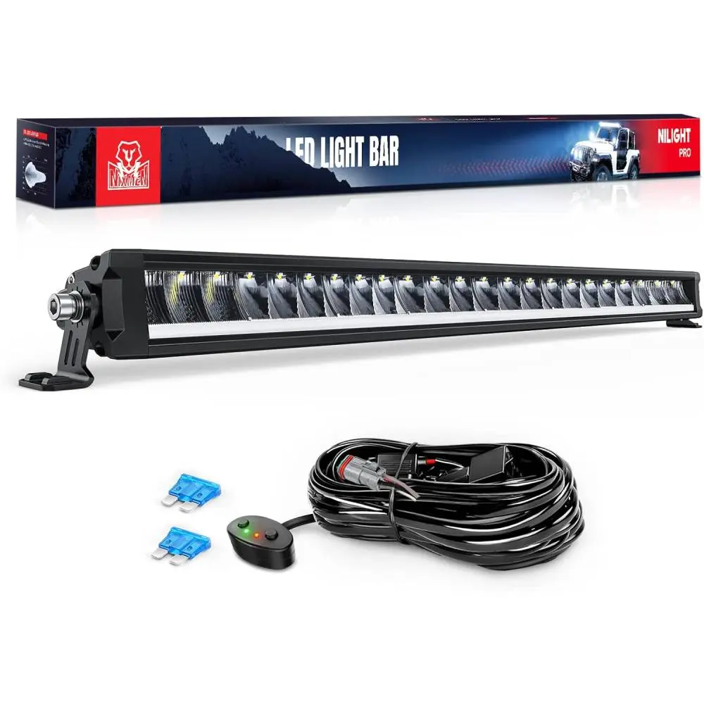 Nilight 40.3 Inch Single Row Aluminum LED Light Bar, 165W 17675LM Anti-Glare Flood-Spot Combo DRL, IP68 Offroading Slim LED Car Lights with 14AWG DT Wiring Kit for Pickup Trucks, 4x4 Jeeps