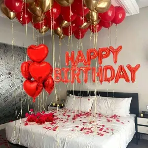 48pcs Red Happy Birthday Balloon Set with 18-Inch Heart Shape and Gold Latex Balloons for Party Decoration Colorful birthday balloon foil balloon party decoration birthday decoration