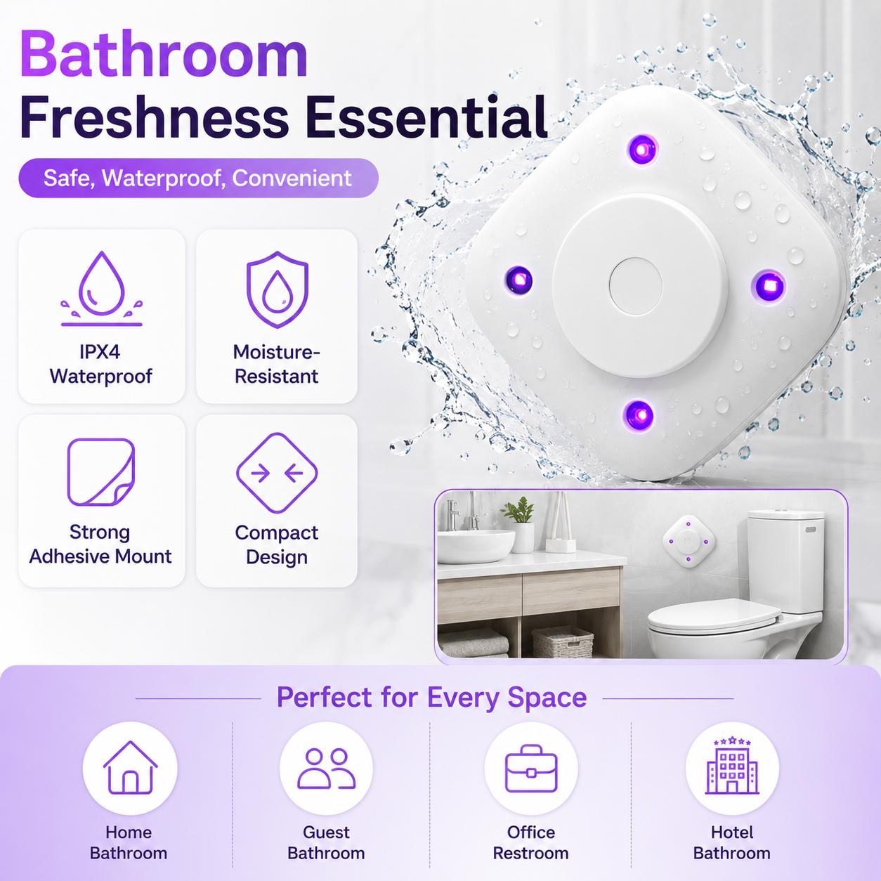Bathroom Odor Freshener Kit, Toilet Fragrance Light with Aromatherapy Tablets, Easy Install Home Bathroom Accessory for Daily Cleaning Routine